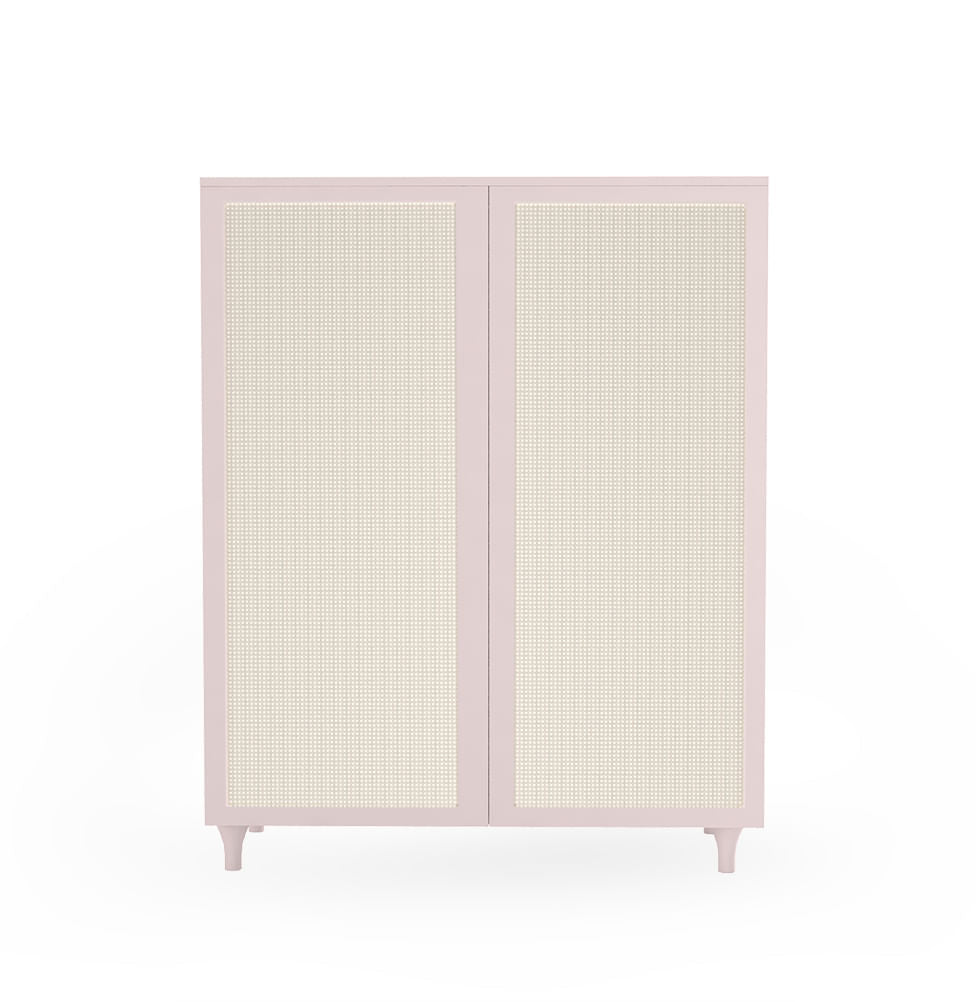 Roupeiro Haus Nature 2 Portas Com Palha - Rosa