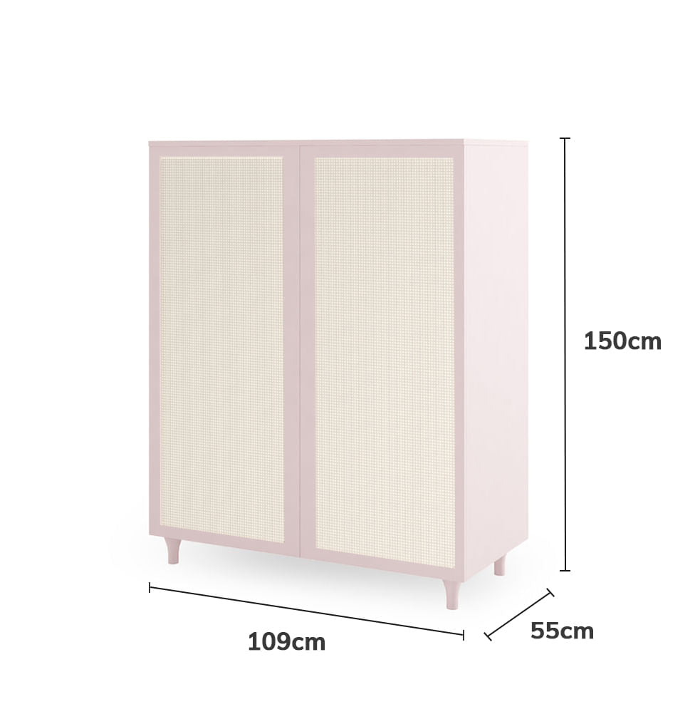Roupeiro Haus Nature 2 Portas Com Palha - Rosa