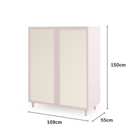 Roupeiro Haus Nature 2 Portas Com Palha - Rosa