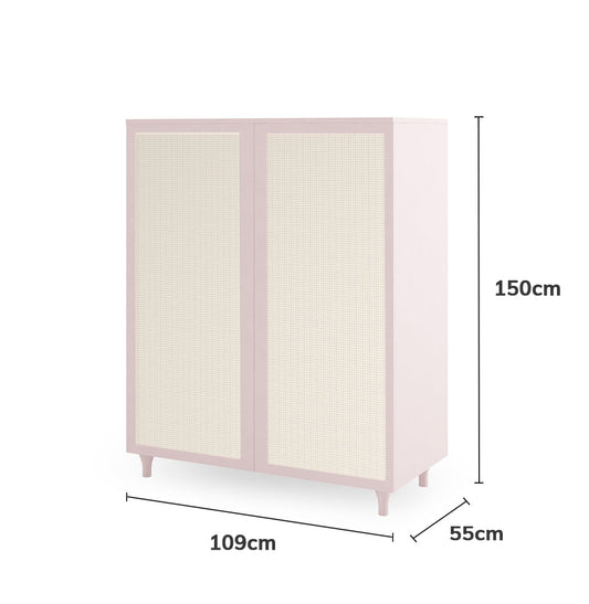 Roupeiro Haus Nature 2 Portas Com Palha - Rosa