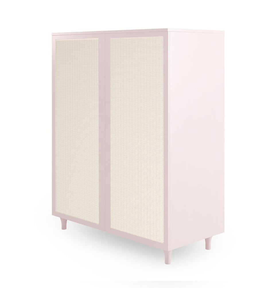 Roupeiro Haus Nature 2 Portas Com Palha - Rosa
