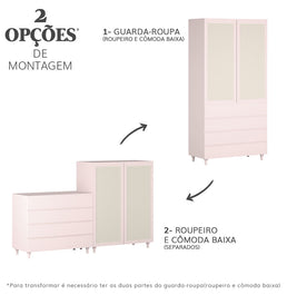 Roupeiro Haus Nature 2 Portas - Rosa