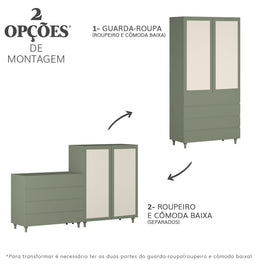 Roupeiro Haus Nature 2 Portas - Verde Jardim