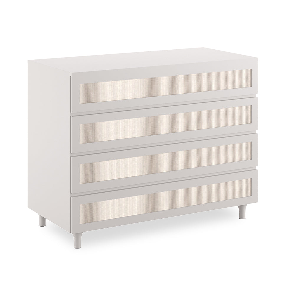 Cômoda de Bebê Haus Nature com Palha e 4 Gavetas Greige 110cm