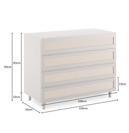 Cômoda de Bebê Haus Nature com Palha e 4 Gavetas Greige 110cm