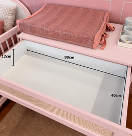 Cômoda de Bebê Haus Nature com Palha e 4 Gavetas Rosa 110cm
