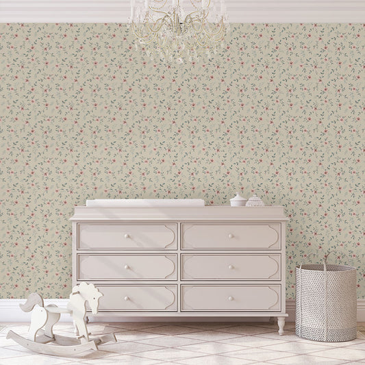 Papel de Parede Infantil Floral Tereza Rosê