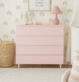 Cômoda de Bebê Haus Nature 4 Gavetas 110Cm - Rosa