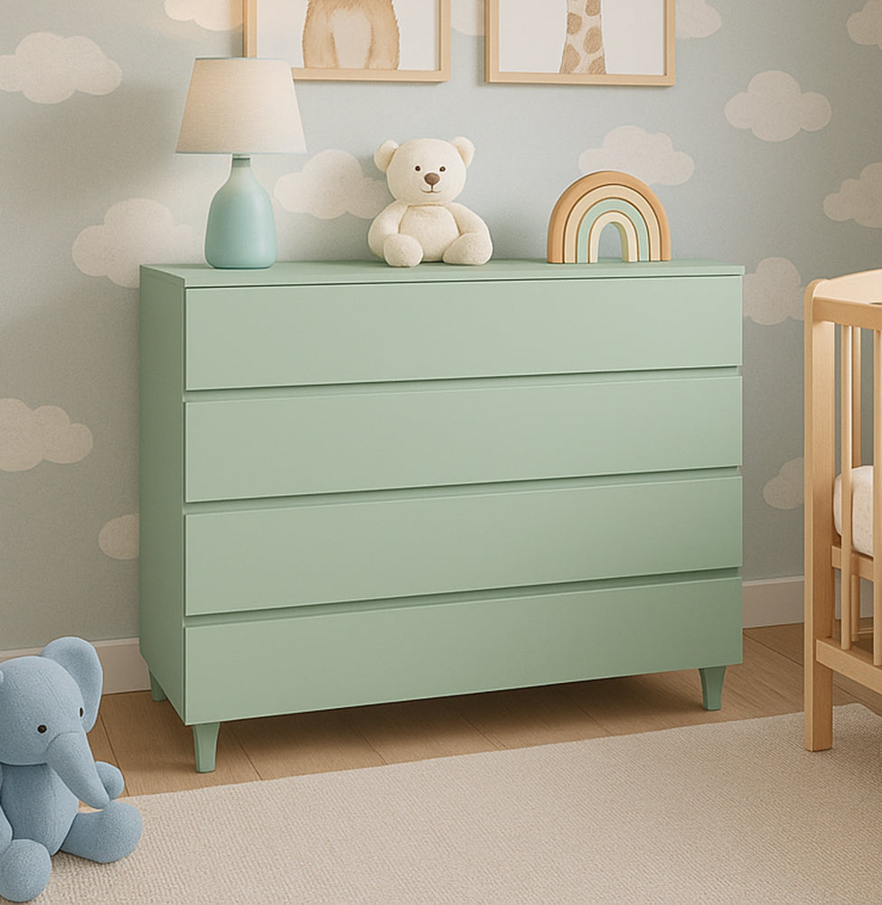 Cômoda de Bebê Haus Nature 4 Gavetas 110Cm - Verde Jardim