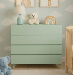 Cômoda de Bebê Haus Nature 4 Gavetas 110Cm - Verde Jardim