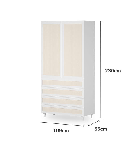 Guarda Roupa 2 em 1 Haus Nature com Palha - Branco