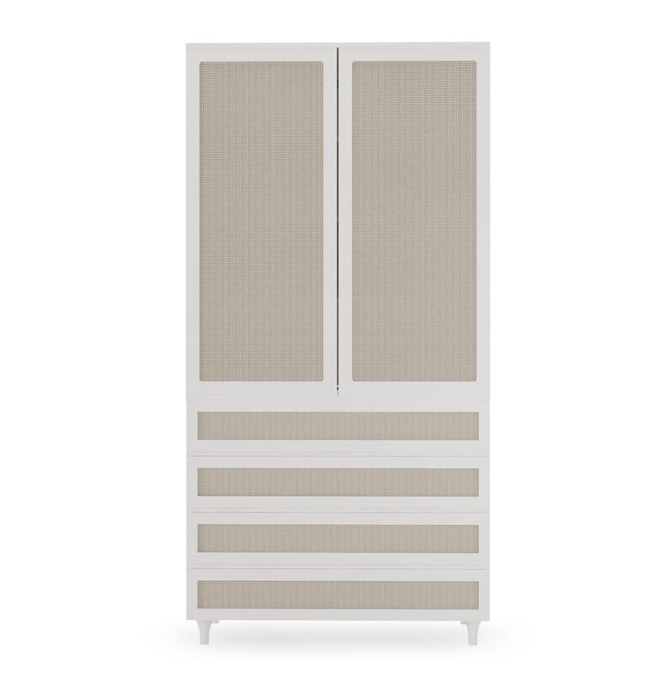 Guarda Roupa 2 em 1 Haus Nature com Palha - Branco