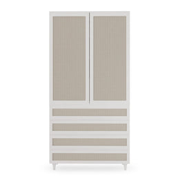 Guarda Roupa 2 em 1 Haus Nature com Palha - Branco