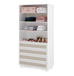 Guarda Roupa 2 em 1 Haus Nature com Palha - Branco