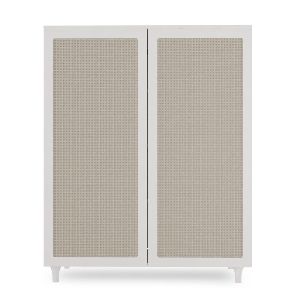 Guarda Roupa 2 em 1 Haus Nature com Palha - Branco