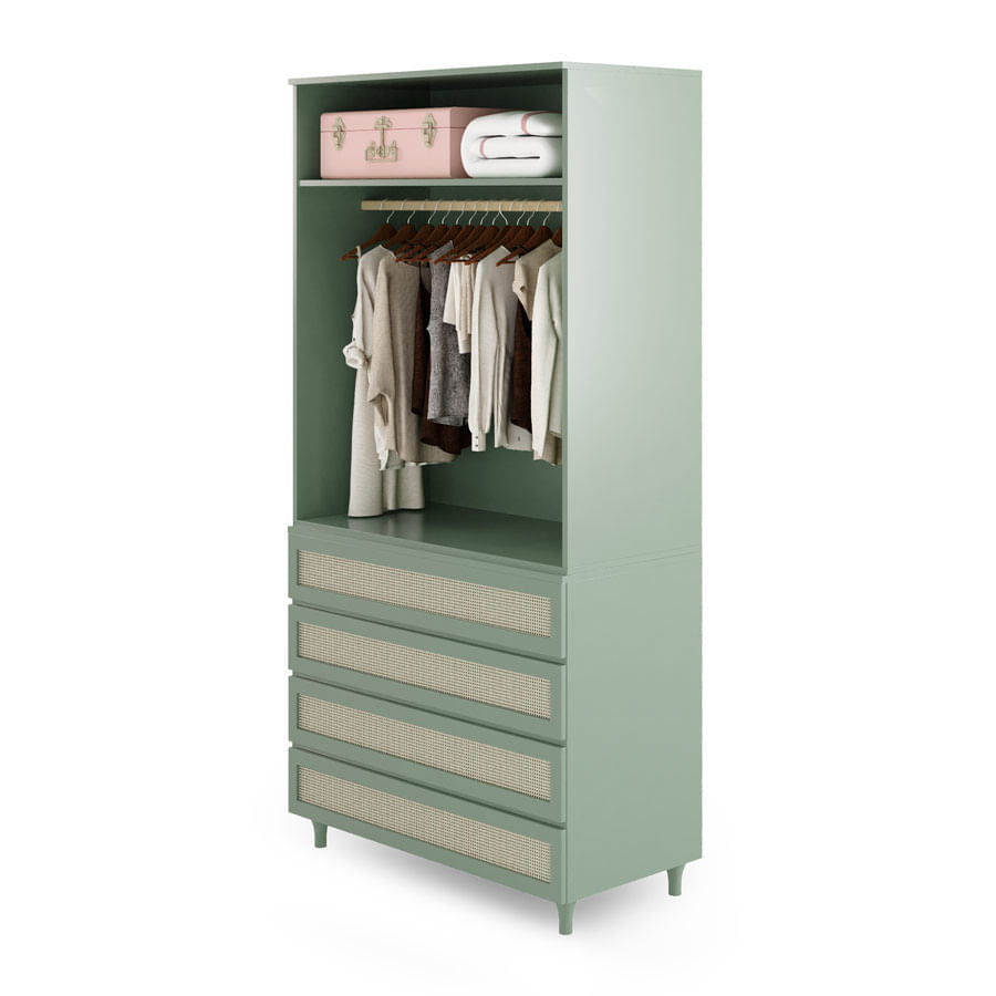 Guarda Roupa 2 em 1 Haus Nature Com Palha - Verde Jardim