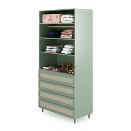 Guarda Roupa 2 em 1 Haus Nature Com Palha - Verde Jardim