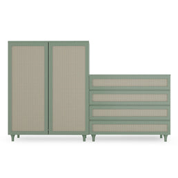 Guarda Roupa 2 em 1 Haus Nature Com Palha - Verde Jardim