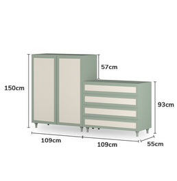 Guarda Roupa 2 em 1 Haus Nature Com Palha - Verde Jardim