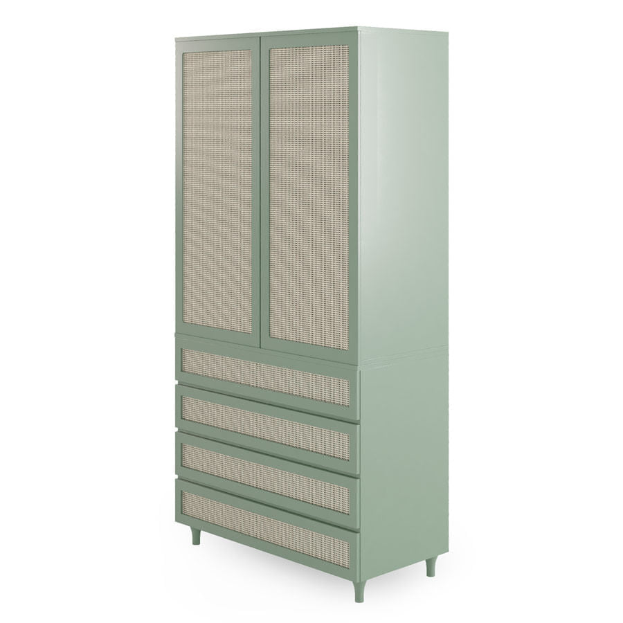 Guarda Roupa 2 em 1 Haus Nature Com Palha - Verde Jardim