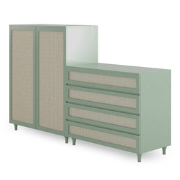 Guarda Roupa 2 em 1 Haus Nature Com Palha - Verde Jardim