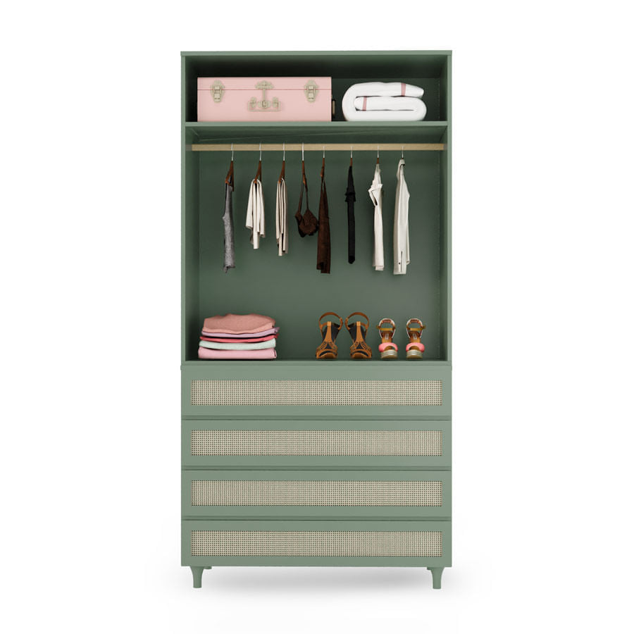 Guarda Roupa 2 em 1 Haus Nature Com Palha - Verde Jardim