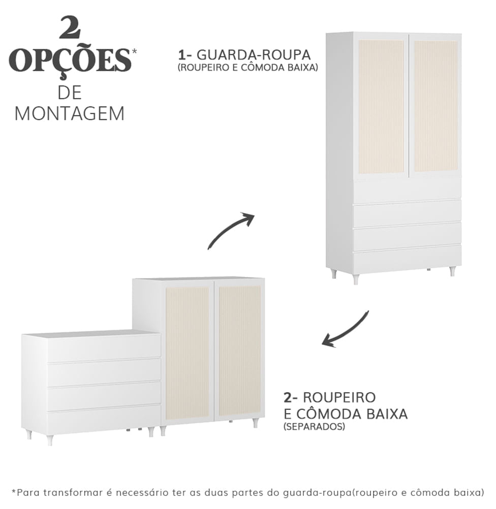 Guarda Roupa 2 em 1 Haus Nature - Branco