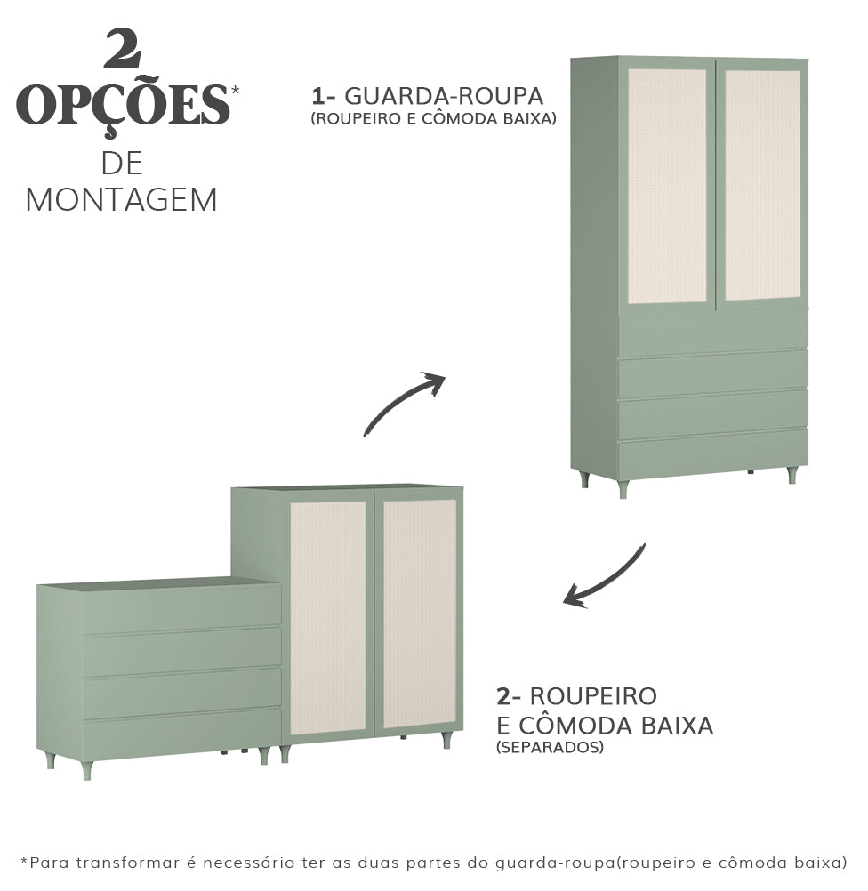 Guarda Roupa 2 em 1 Haus Nature - Verde Jardim – Lilibee