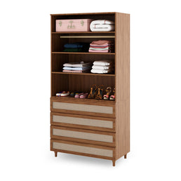 Guarda Roupa 2 em 1 Haus Nature Com Palha - Freijó