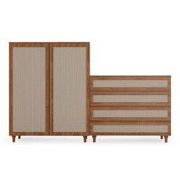 Guarda Roupa 2 em 1 Haus Nature Com Palha - Freijó