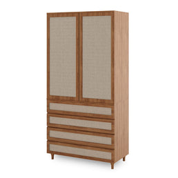 Guarda Roupa 2 em 1 Haus Nature Com Palha - Freijó