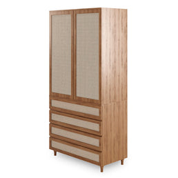 Guarda Roupa 2 em 1 Haus Nature Com Palha - Freijó