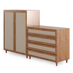 Guarda Roupa 2 em 1 Haus Nature Com Palha - Freijó