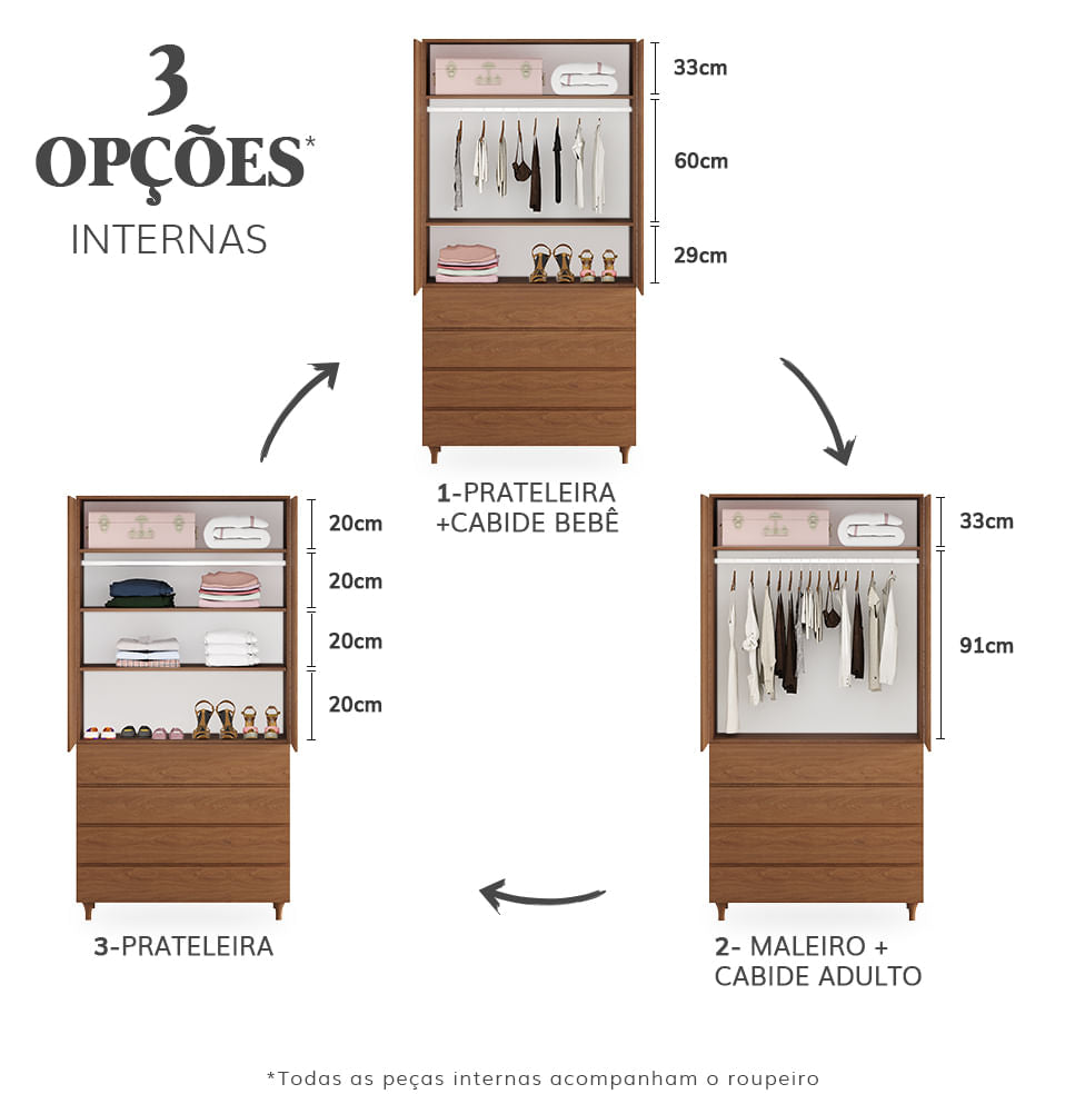 Guarda Roupa 2 em 1 Haus Nature - Freijó