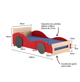 Cama Montessoriana Solteiro Carro - Carvalho