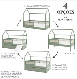 Cama Sofá Haus Nature Casinha Palha 2 em 1 - Verde Jardim