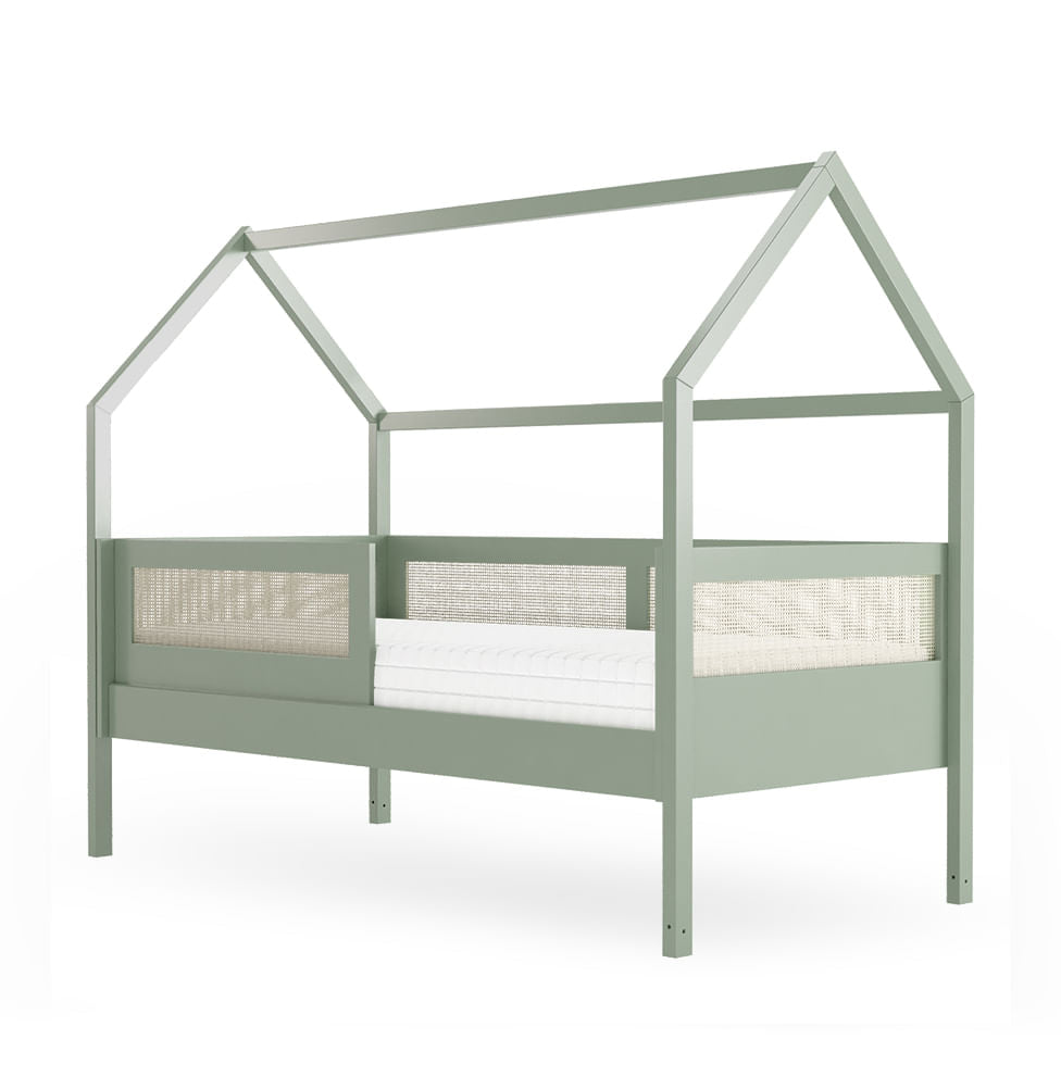 Combo Cama Sofá Haus Nature Casinha Com Palha 2 em 1 Com Auxiliar - Verde Jardim