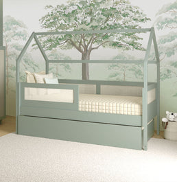 Combo Cama Sofá Haus Nature Casinha Com Palha 2 em 1 Com Auxiliar - Verde Jardim