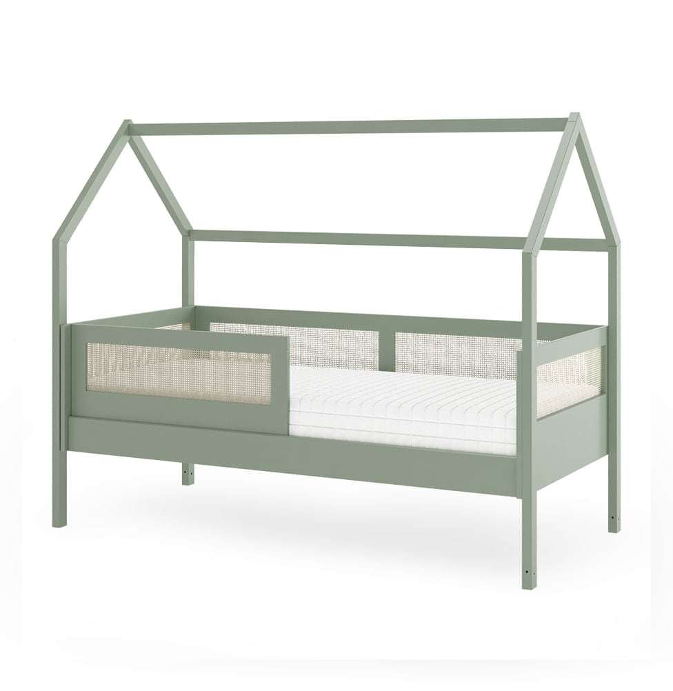 Combo Cama Sofá Haus Nature Casinha Com Palha 2 em 1 Com Auxiliar - Verde Jardim