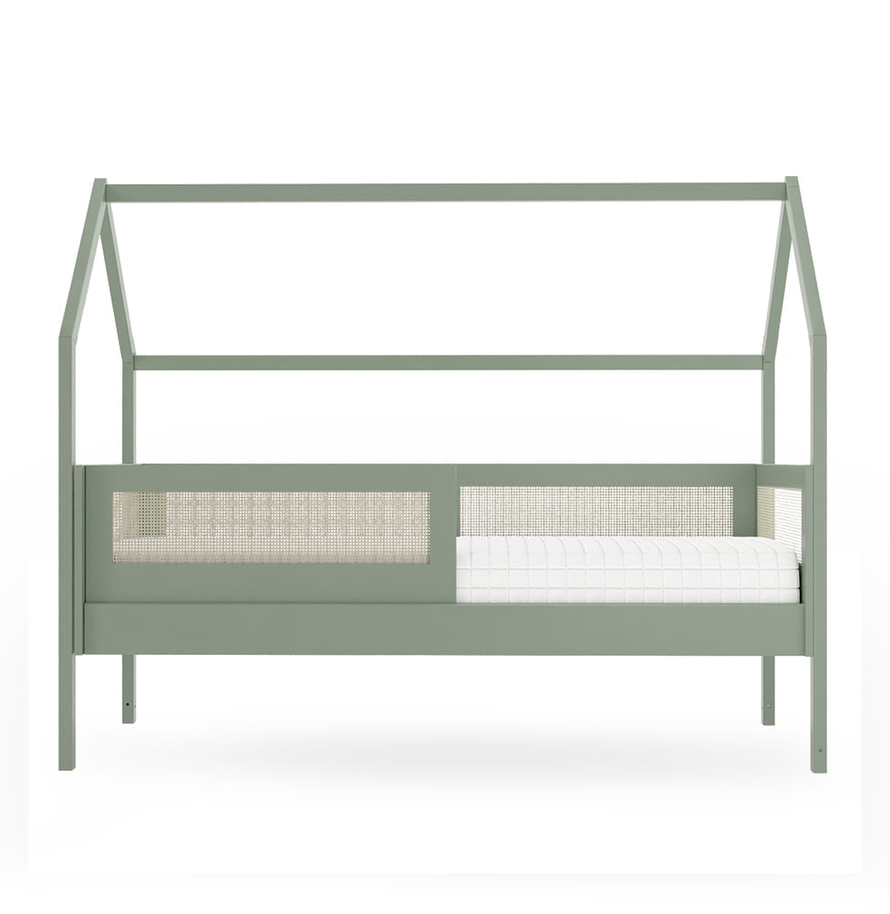 Combo Cama Sofá Haus Nature Casinha Com Palha 2 em 1 Com Auxiliar - Verde Jardim