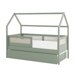 Combo Cama Sofá Haus Nature Casinha Com Palha 2 em 1 Com Cama Auxiliar e Escorregador - Verde Jardim