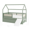 Combo Cama Sofá Haus Nature Casinha Com Palha 2 em 1 Com Cama Auxiliar e Escorregador - Verde Jardim