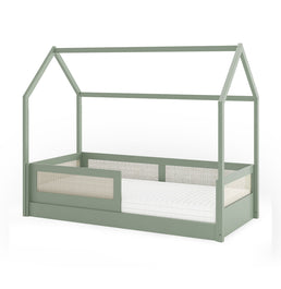 Combo Cama Sofá Haus Nature Casinha Com Palha 2 em 1 Com Cama Auxiliar e Escorregador - Verde Jardim