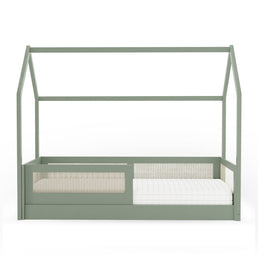 Combo Cama Sofá Haus Nature Casinha Com Palha 2 em 1 Com Cama Auxiliar e Escorregador - Verde Jardim