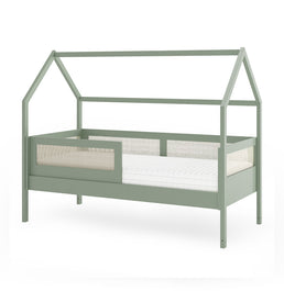 Combo Cama Sofá Haus Nature Casinha Com Palha 2 em 1 Com Cama Auxiliar e Escorregador - Verde Jardim