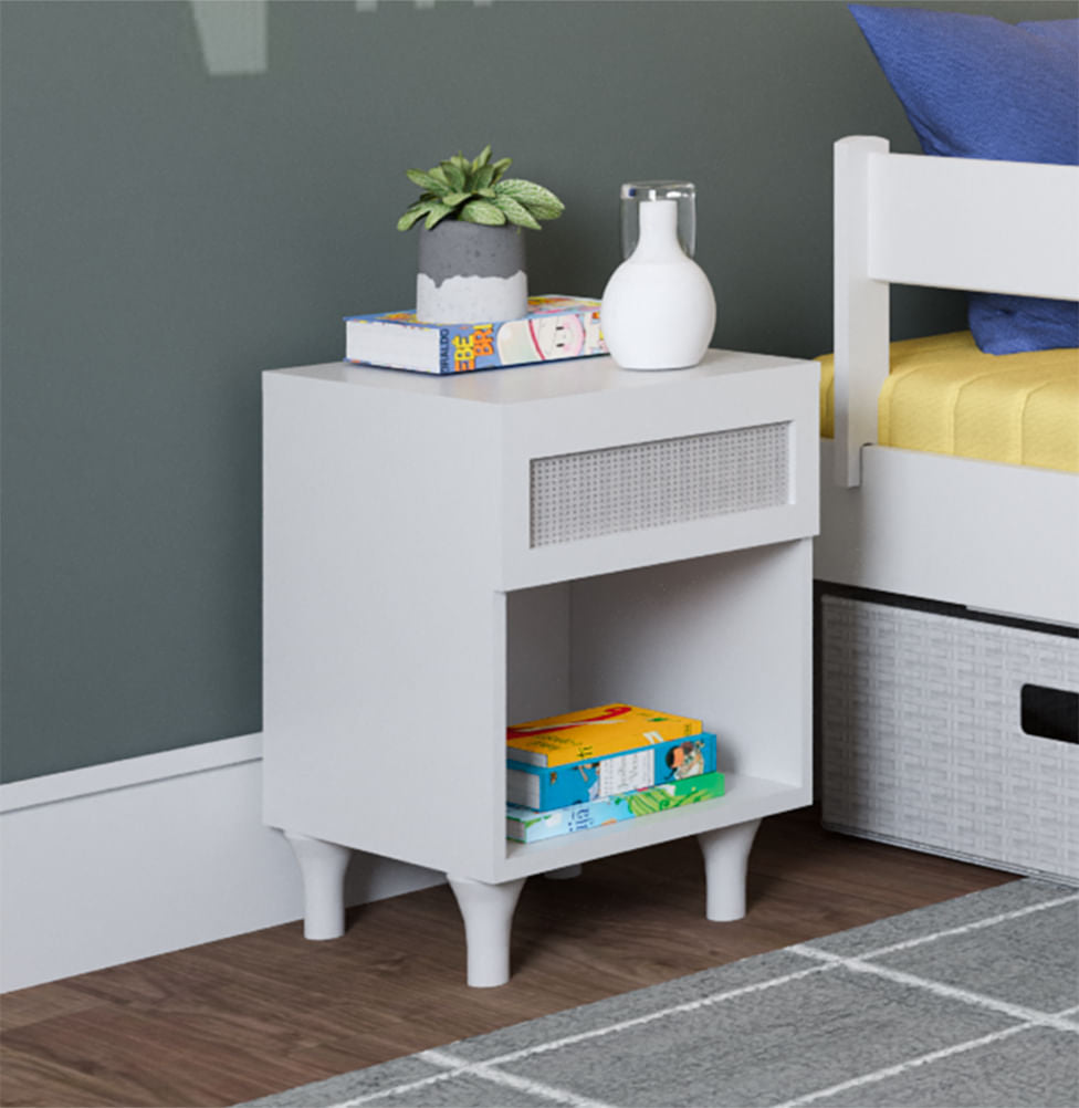 Mesa de Apoio Haus Nature com Palha - Branco