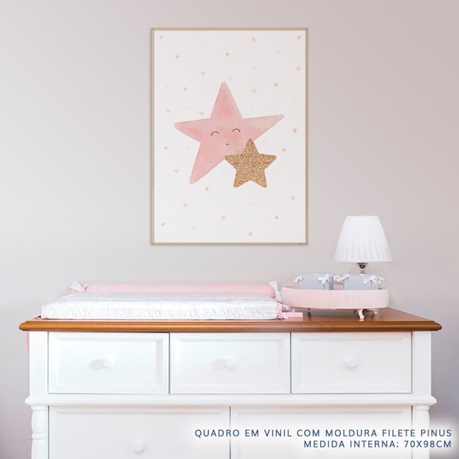 Quadro Infantil Estrelas Aquarela - Vertical