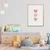 Quadro Infantil Trio de Corações Aquarela - Vertical