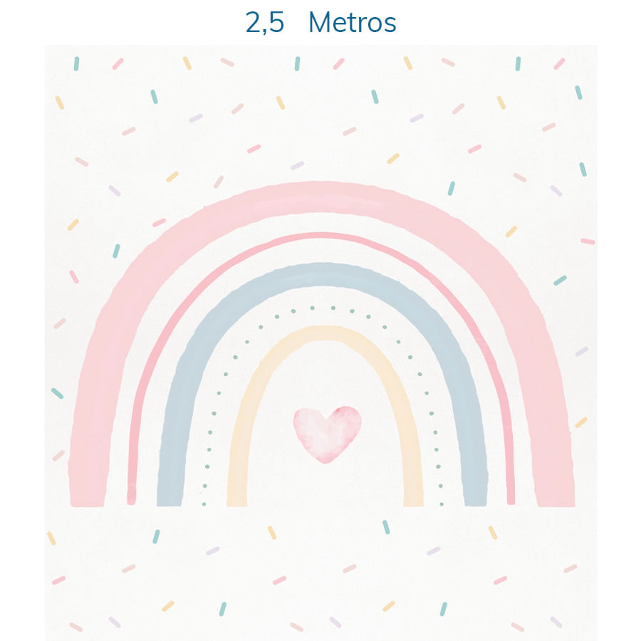 Papel de Parede Infantil Arco Íris Aquarela Com Granulados Coloridos - Mural