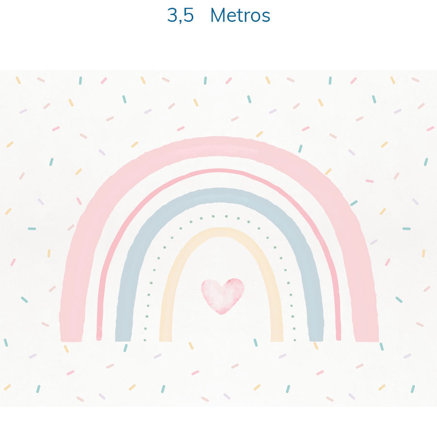 Papel de Parede Infantil Arco Íris Aquarela Com Granulados Coloridos - Mural